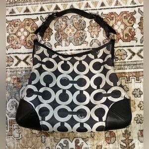Coach Signature Peyton Shoulder Bag #14512 Black White